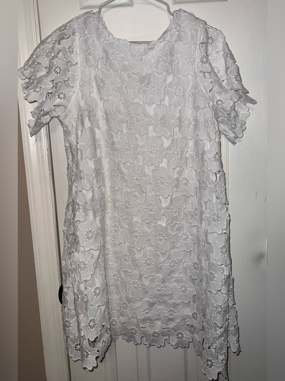 White Floral Eyelet Short Sleeve Dress